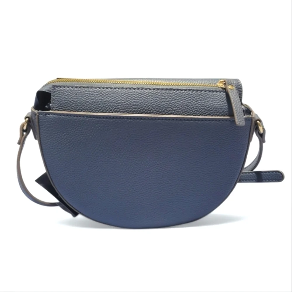Nanette Lepore Half Moon Crossbody Bag | Vegan Leather & Suede | Top Zip Flap - Picture 3 of 12